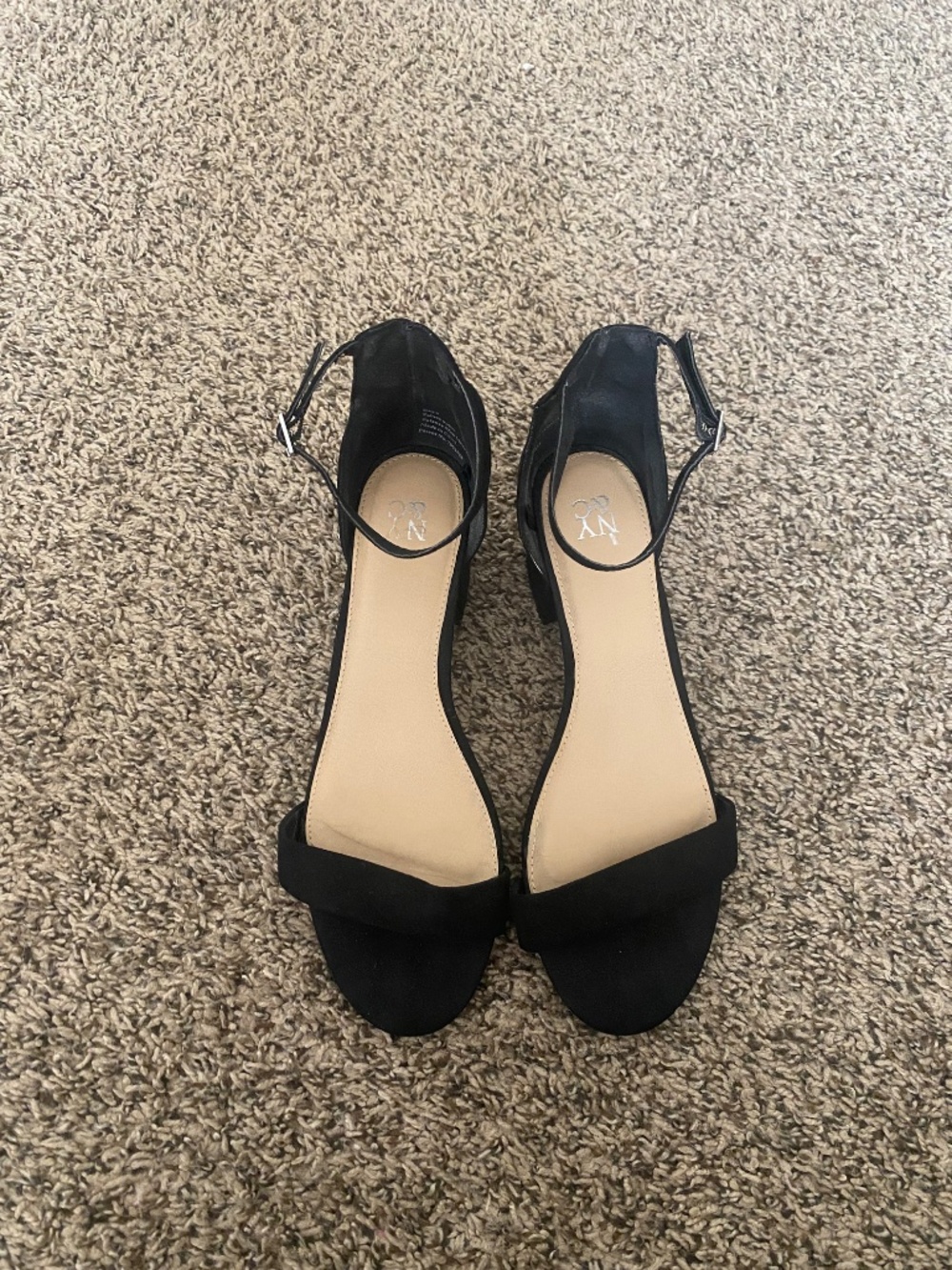 New York & Company Black Open Toe Block Heel